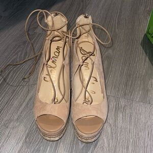 Sam Edelman Wedge Harriet Camel Suede Size 7.5